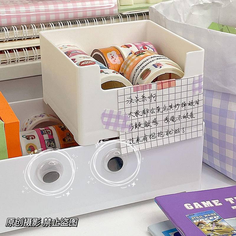 ⭐ iLado ⭐  hộp đựng đồ trong suốt hộp để bàn với nhãn dán nhựa kệ máy tính xách tay tủ bàn mini chất lượng cao màu rắn chất lượng cao kệ văn phòng phẩm để bàn đồ dùng học tập dụng cụ học tập