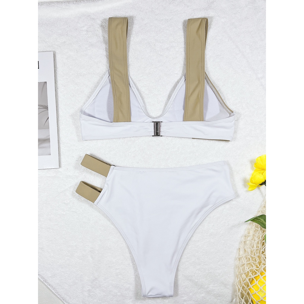 [BKN1607] &lt;ÂU&gt; SET BIKINI TRẮNG MIX BE BASIC CUTOUT HÔNG
