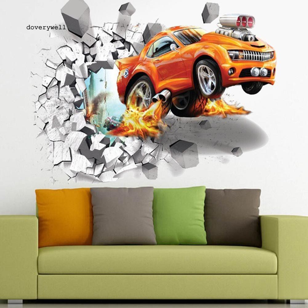 Giấy dán tường họa tiết xe hơi hoạt hình 3D