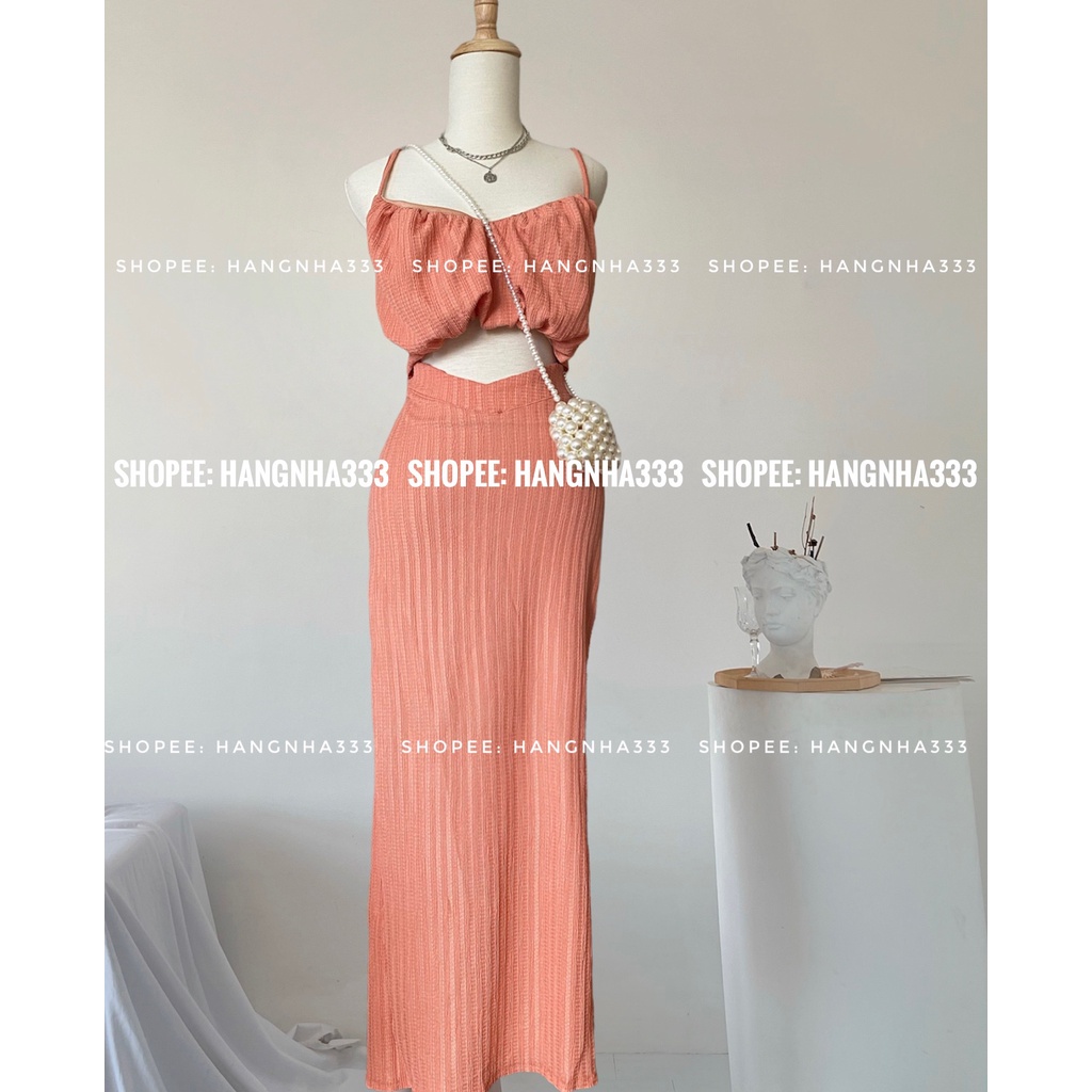 BACHHOAXINH || Set áo dây + Chân váy dài eo V form đuôi cá 2 LỚP đi biển cực xinh
