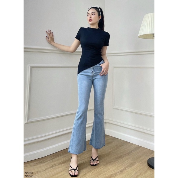 Quần jeans loe siêu hack chân chất liệu bò cao cấp