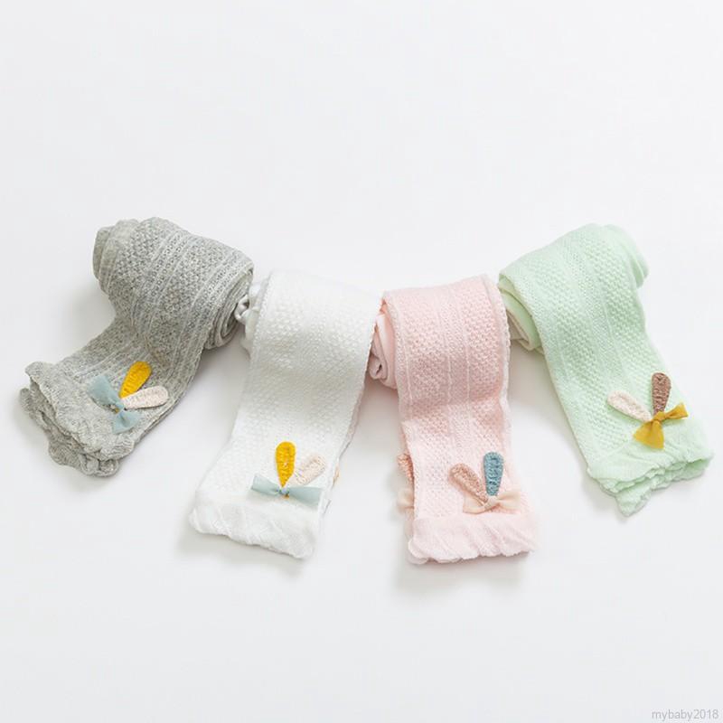 MYBABY Baby Girls Soft Pants Leggings Socks Stretchy Solid Print Trousers Bottoms