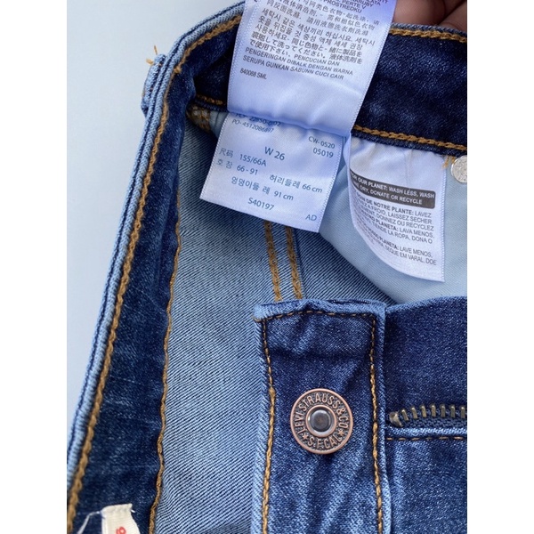 Quần jean skinny nữ lưng cao ngang rốn L.e.V.i.s xanh jean-chất jean co giãn vừa-hàng xuất xịn