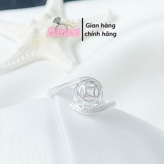 Nhẫn nữ viền chéo cầu kim tiền may mắn chuẩn bạc ta Mainomi Shop bạc xinh