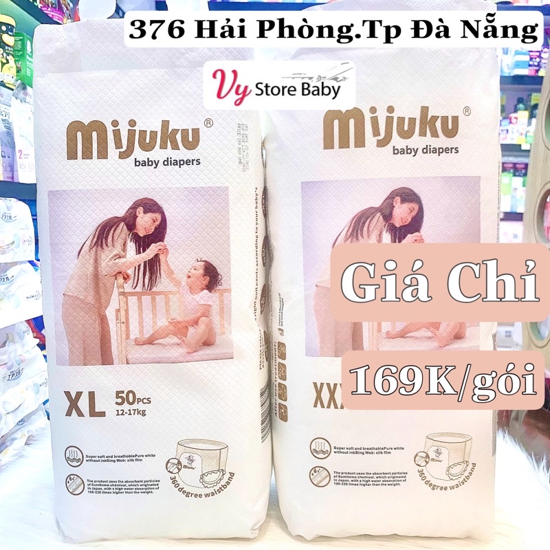 Hỗ trợ SHIP Bịch 50 miếng bỉm/tã quần cao cấp Mijuku đủ size M, L, XL, XXL