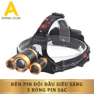 Đèn Pin Led  Đội Đầu 3 Bóng Siêu Sáng Thế Hệ Mới