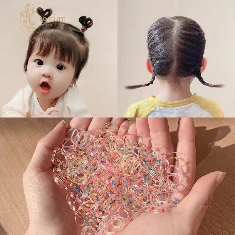Set 1000 Dây Thun Cột Tóc Chấm Bi Nhiều Màu Dùng Một Lần Cho Bé Gái