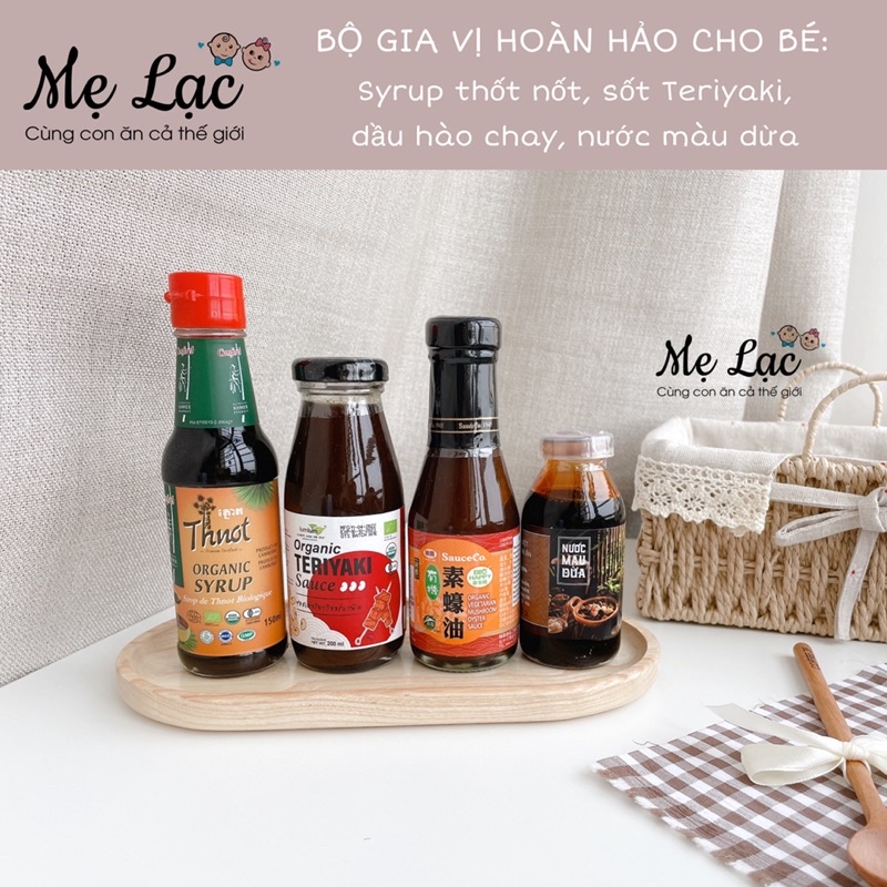 Bộ 3 hoàn hảo syrup thốt nốt, sốt teriyaki, dầu hào, gia vị ướp đồ ăn dặm cho bé từ 12 tháng tuổi