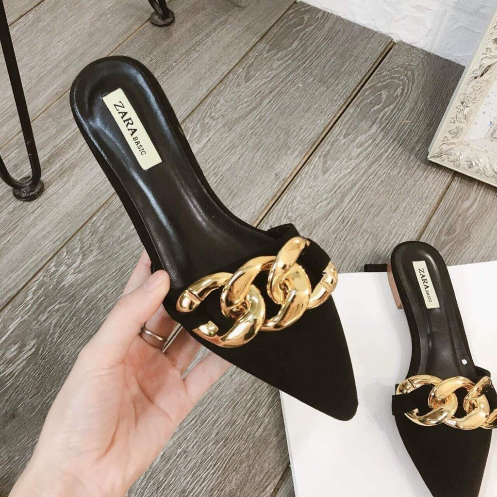 Sục nữ đế bệt mũi nhọn chất da lì hối dây xích phong cách nhẹ nhàng, tiểu thư BAMY | BigBuy360 - bigbuy360.vn