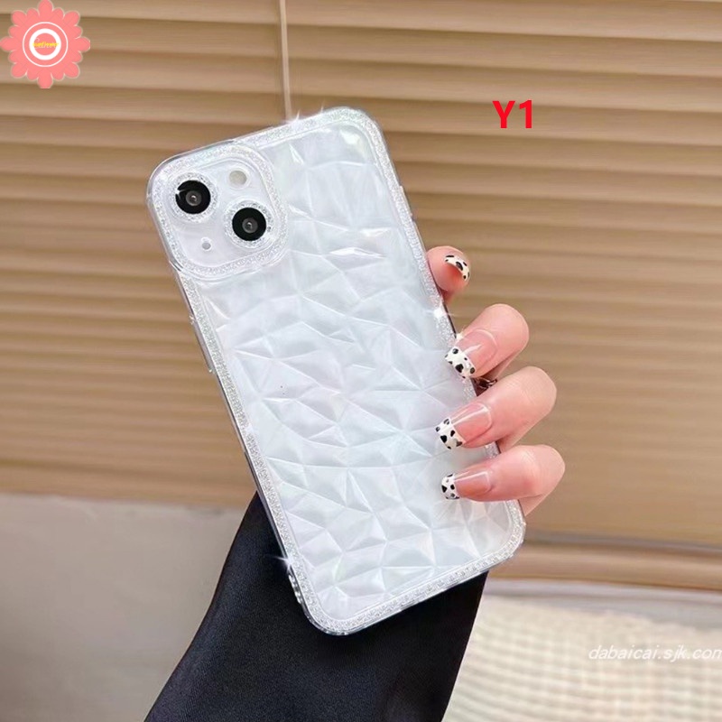 Ốp Điện Thoại tpu Mềm Chống Sốc Khung Bảo Vệ camera In Họa Tiết Kim Cương 3d Cho iphone 15 14 11 13 12 pro max 14pro 13pro 12pro 11pro max