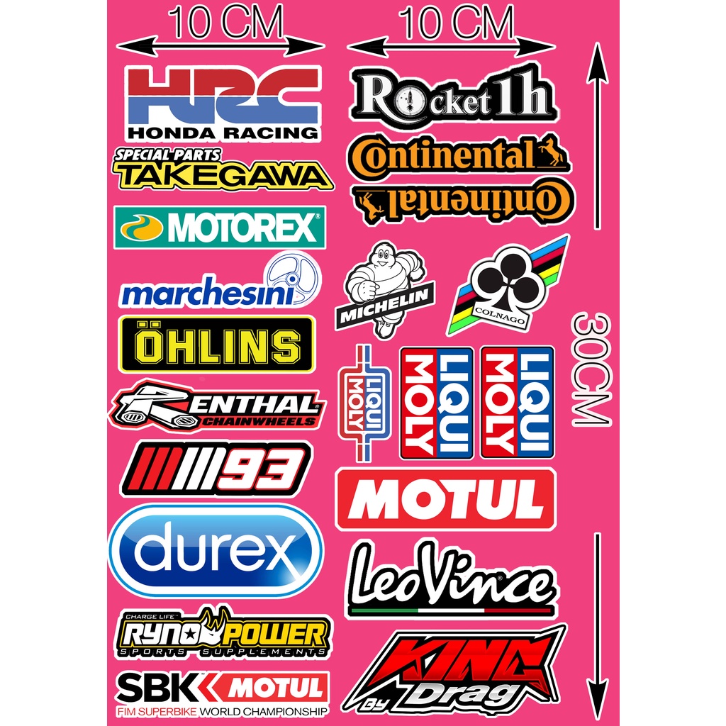 Combo 43 stiker logo chống nước chống bay màu decal tem dán monster fendi durex.. xe dán điện thoại xe máy