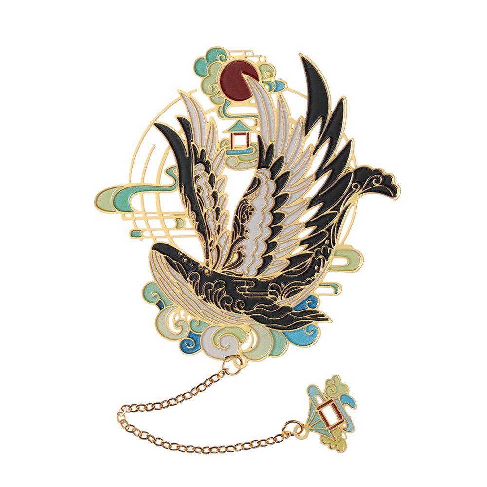 1 Thẻ Đánh Dấu Trang Sách Bằng Kim Loại Khắc Hình Động Vật Phong Cách Trung Hoa AUGUSTINA