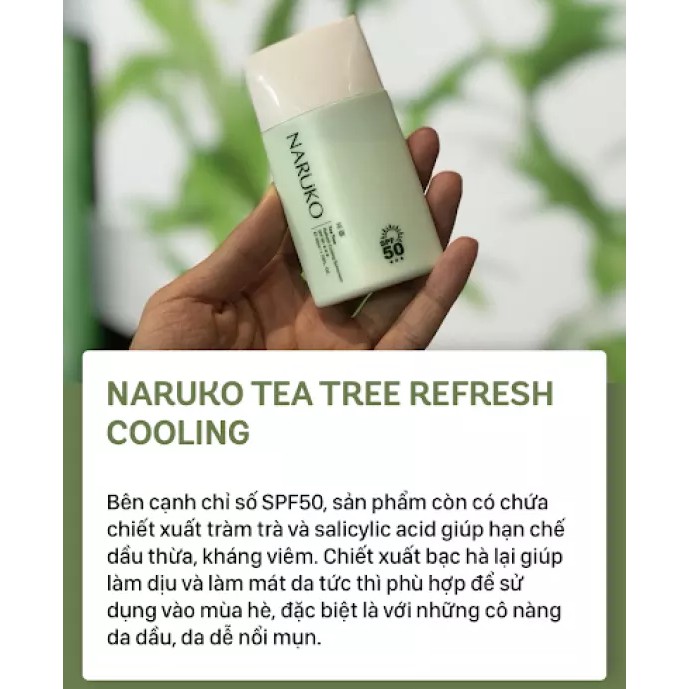 [CHÍNH HÃNG_CÓ TEM ] Kem Chống Nắng Trà Tràm Mát Lạnh Naruko Tea Tree Refresh Cooling Sunscreen SPF50+++ 50ml