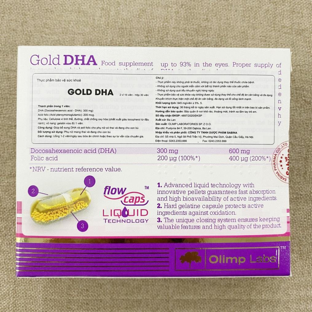 [GIÁ GỐC] Gold DHA bổ sung DHA, acid folic cho mẹ bầu hộp 30 viên