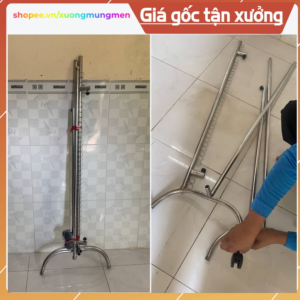 Sào Phơi Đồ Inox Có Khoen, Bánh Xe