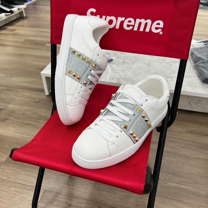Giày Sneaker Da VLTN Nam Dây Buộc Phối Vạch Tag Đá Viền GS25P