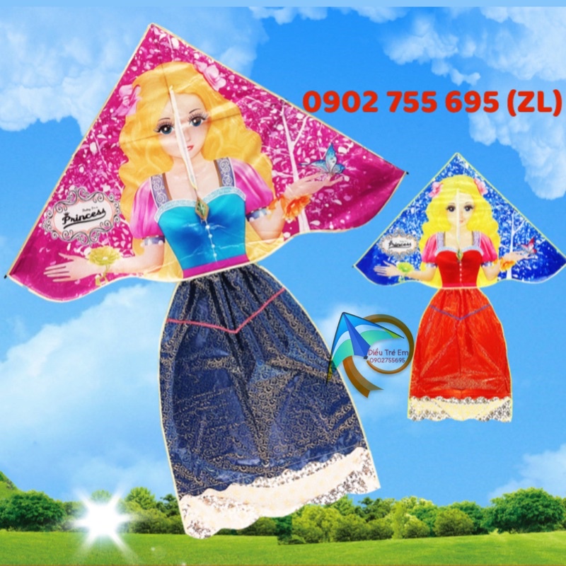 2022 [MUA 1 ĐƯỢC 2] Diều công chúa Princess - Tặng tay cầm thả diều 150m dây + túi vải đựng diều (diều giá rẻ, diều thả)
