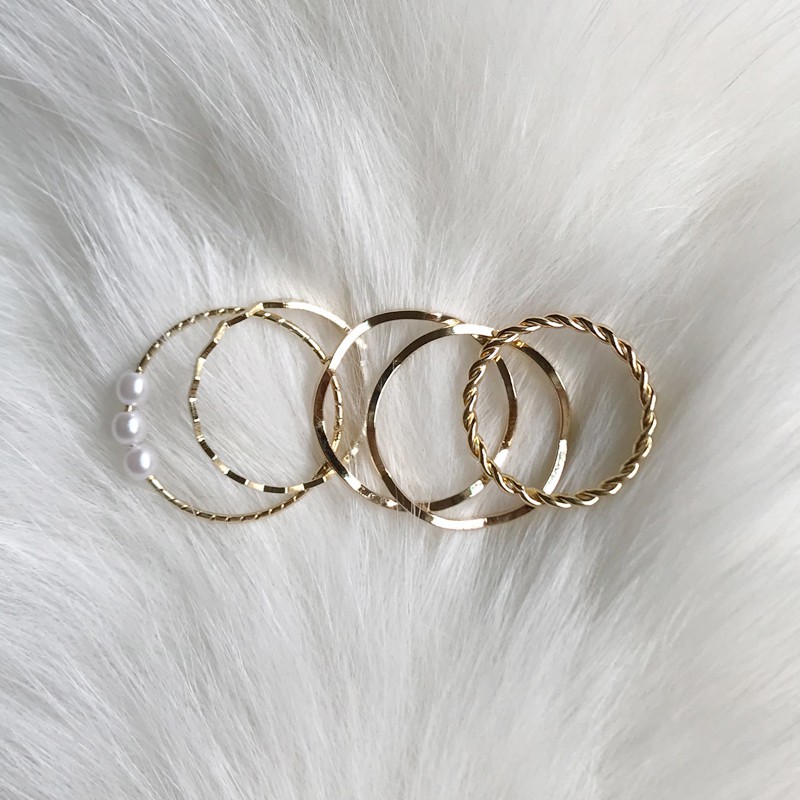 Bộ nhẫn đính hạt ngọc trai kiểu dáng sang trọng B846