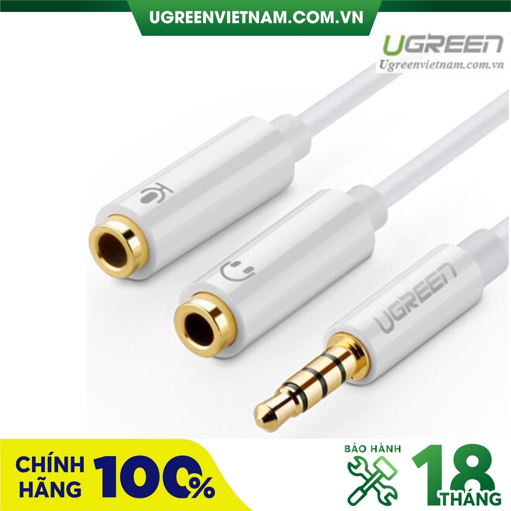 Cáp chuyển đổi tai nghe 3.5mm ra Mic &amp; Loa riêng Ugreen 10789 mạ vàng