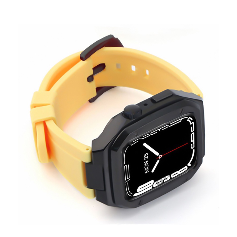 Set dây đeo silicon + vỏ bảo vệ inox Jansin thích hợp cho Apple Watch 8 7 6 se 5 4 45mm 44mm