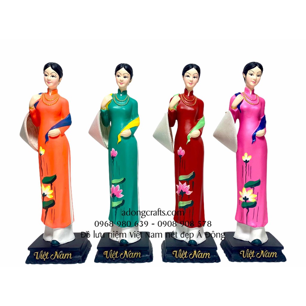 Tượng cô gái miền Nam mặc áo dài quàng khăn Việt, làm trang trí quà tặng