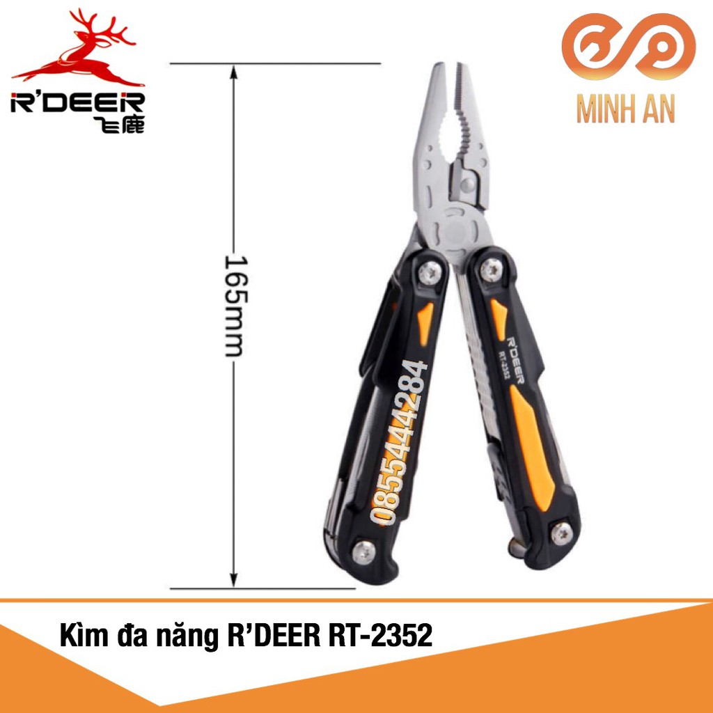 Kìm đa năng cao cấp 13 chức năng R'DEER RT-2352 nhỏ gọn, cứu hộ, thoát hiểm, cấp cứu, sinh tồn, du lịch, cắm trại