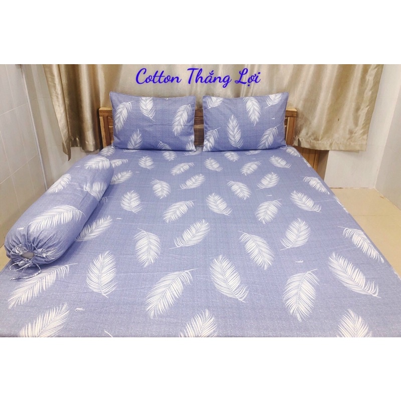 BỘ DRAP 4 MÓN VẢI COTTON THẮNG LỢI CHUẨN LOGO CTY 100% (Size M8x2M) chat chọn mẫu