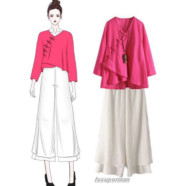 Bộ hán phục cách tân chất vải cotton thoáng mát kiểu retro | BigBuy360 - bigbuy360.vn