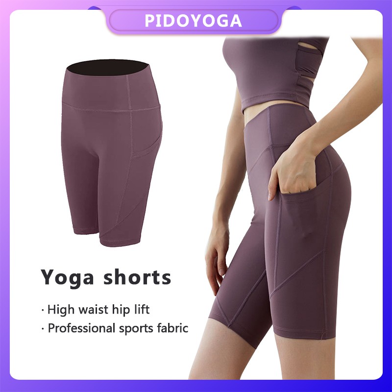 Sports Shorts Women Naked High-waist Sexy Five-point Pants Style Sports Fitness High-stretch Running Yoga Pants