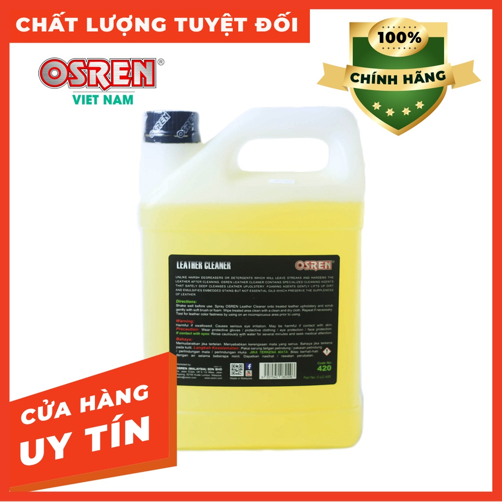 Dung dịch làm sạch ghế da, nội thất xe hơi OSREN  LEATHER CLEANER 4L