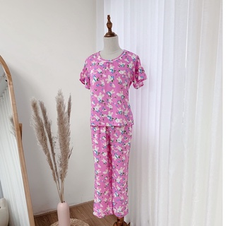 Bộ lanh mặc nhà quần dài áo cộc tay nữ B08.2017 - Thời Trang Gia Đình VT