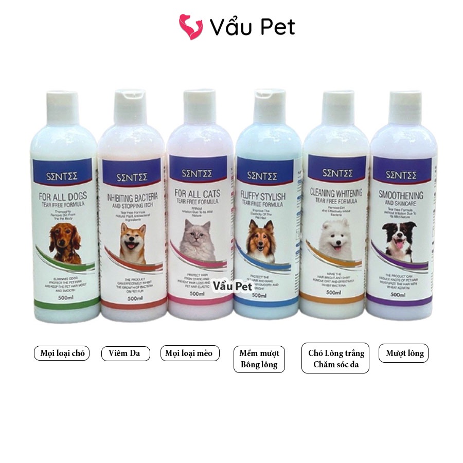Sữa tắm cho chó mèo Sentee 500ml thơm mượt - Sữa tắm chó mèo Vẩu Pet