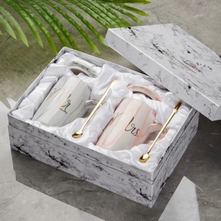 [KÈM NẮP VÀ THÌA] CỐC ĐÔI MR MRS SỨ CAO CẤP CỐC CÀ PHÊ CÓ NẮP QUÀ TẶNG CAO CẤP