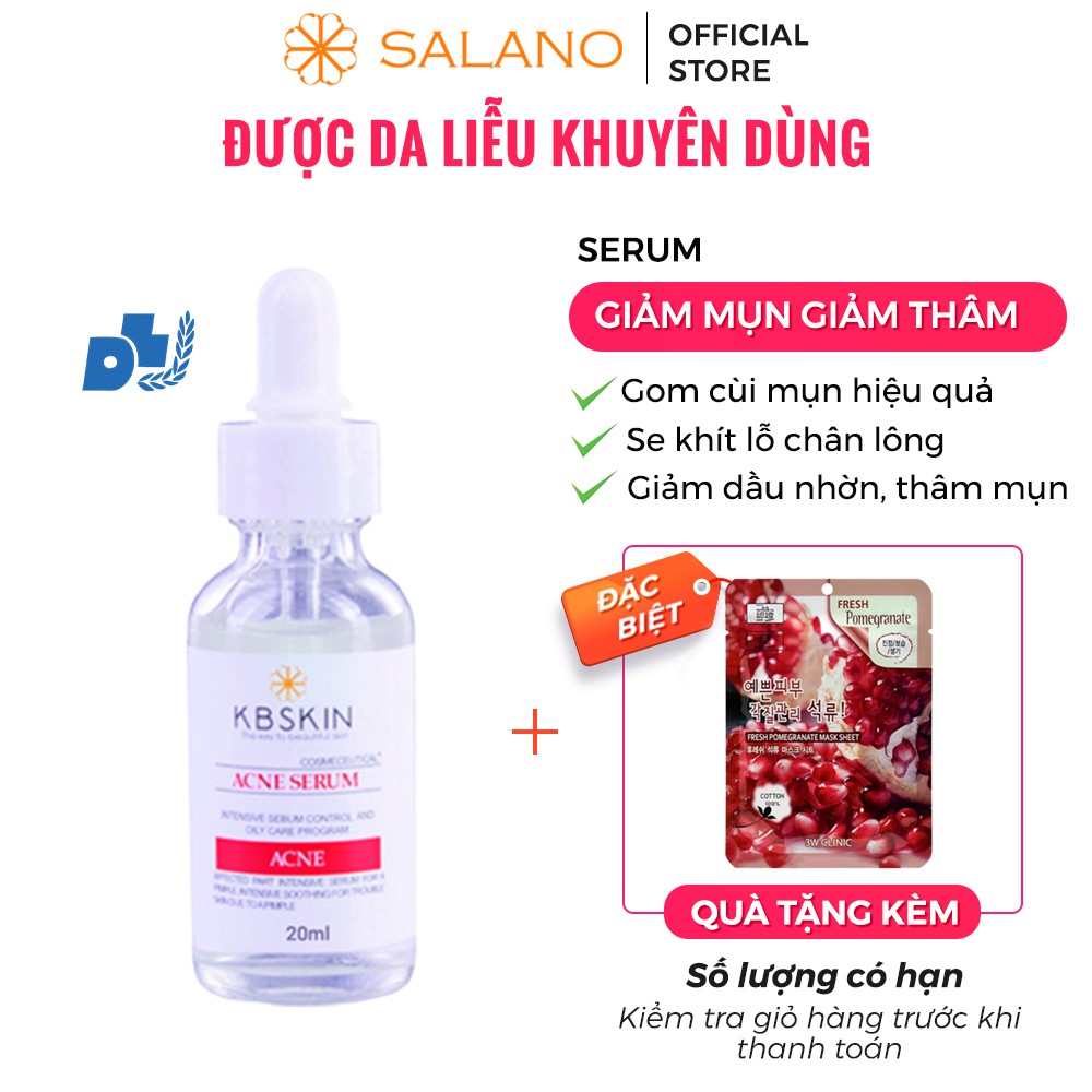 Serum giảm mụn ẩn đầu đen se khít lỗ chân lông cho da dầu thâm cấp ẩm trắng da KBSKIN SALANO SRMSLN04 20ml
