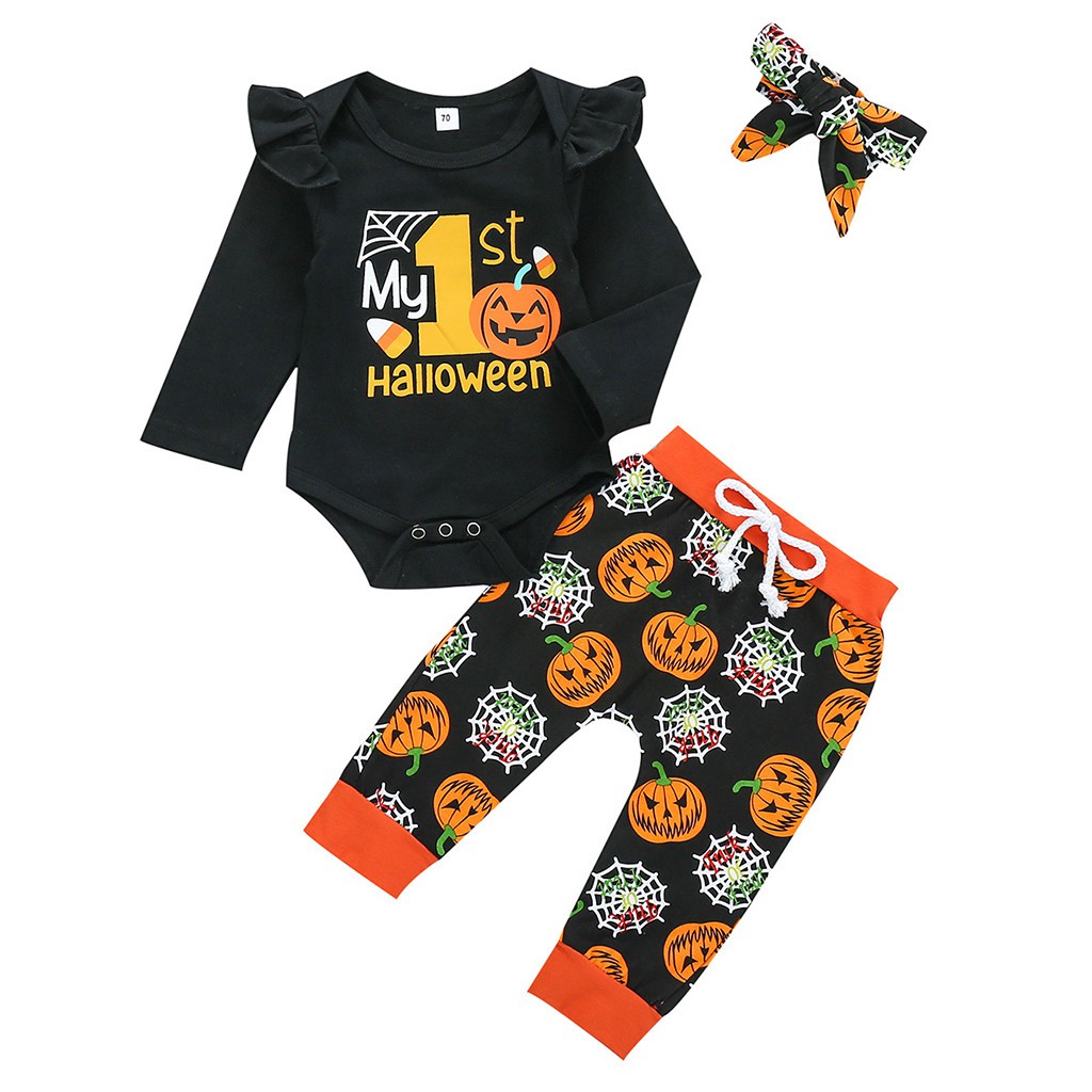 Set Áo Liền Quần + Quần Dài Phong Cách Halloween Cho Trẻ Sơ Sinh