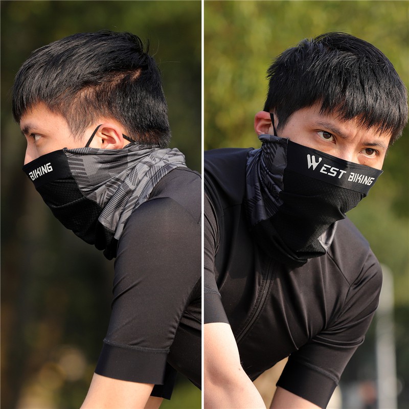 Khăn choàng cổ kiêm khẩu trang WEST BIKING vải lụa lạnh co giãn thoáng khí chống tia UV chống bụi cho xe đạp thể thao