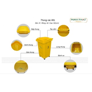Thùng Rác nhựa 60 lít ( Loại 1 - nhựa Nguyên Sinh )