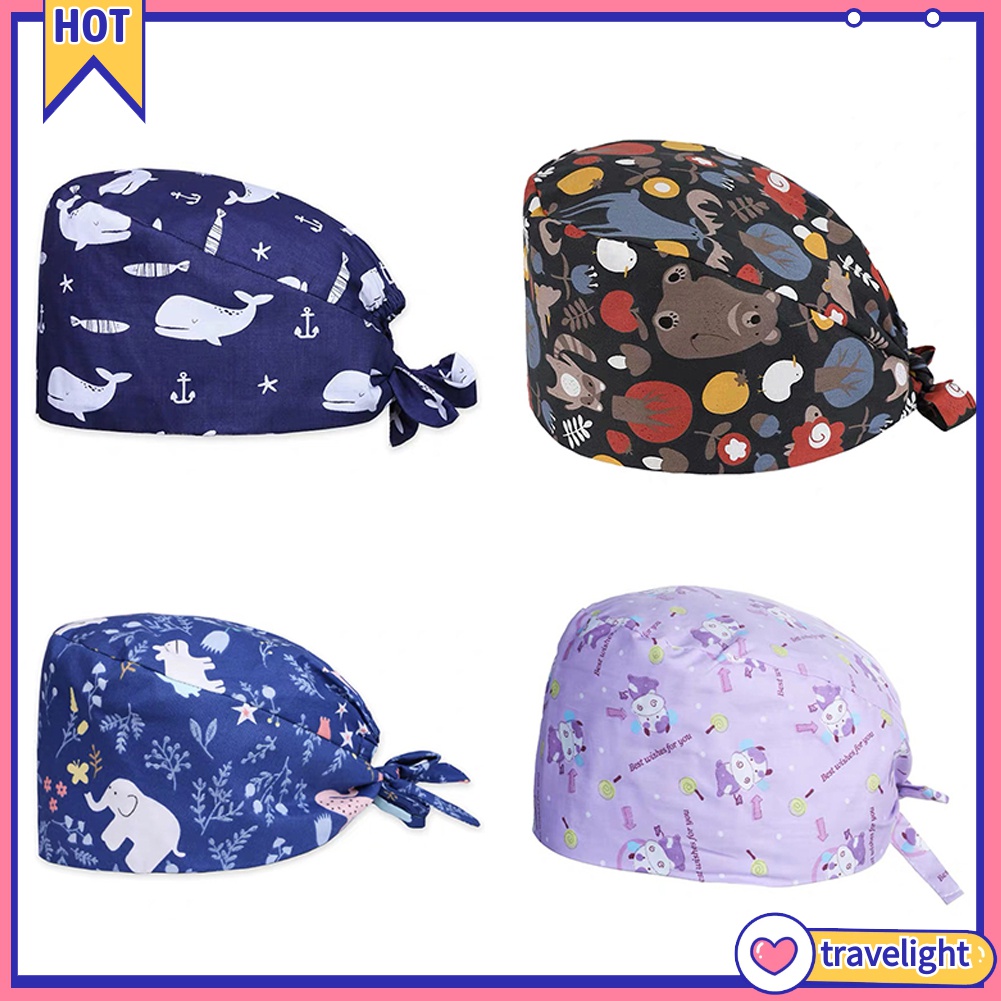 (Hàng Mới Về) Mũ Trùm Đầu Cotton Thấm Hút Mồ Hôi Họa Tiết Hoa Lá / Gấu Dễ Thương Cho Nam Và Nữ