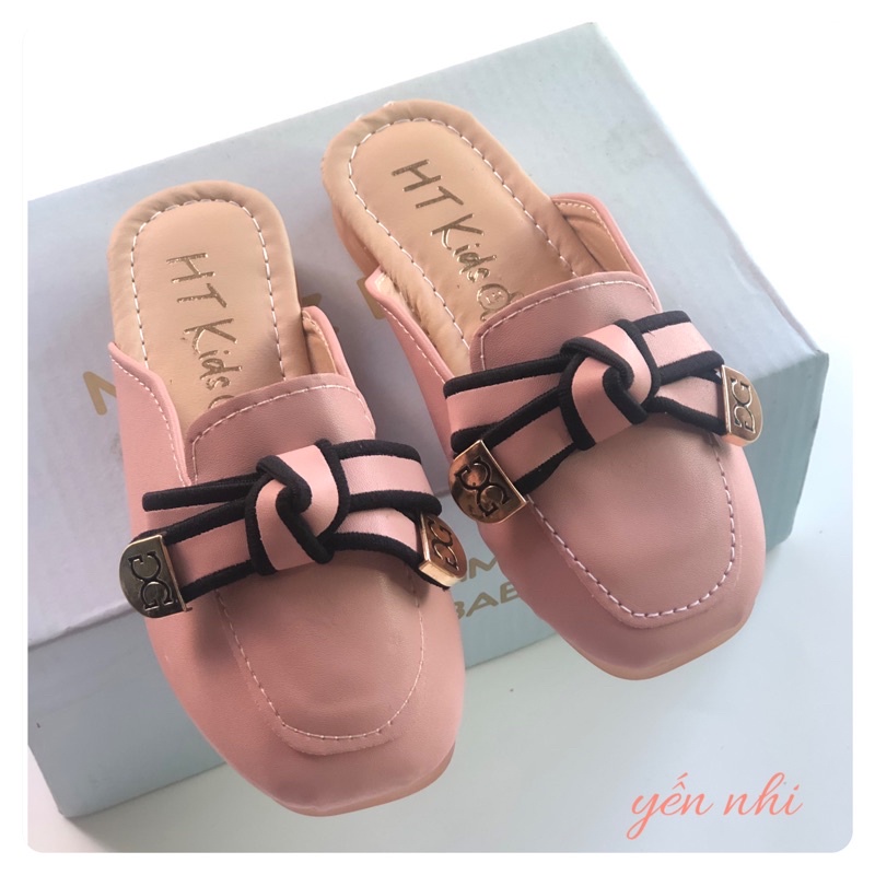 Giày sục cho bé,Sục nơ ấu da Pu mềm phong cách Hàn Quốc bé gái 2-10 tuổi