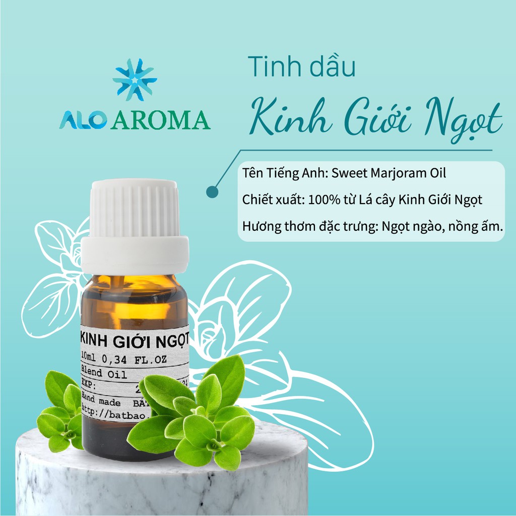 Tinh Dầu Kinh Giới Ngọt Thiên Nhiên cải thiện giấc ngủ, làm đẹp da, thanh lọc không khí Sweet Marjoram Oil AloAroma