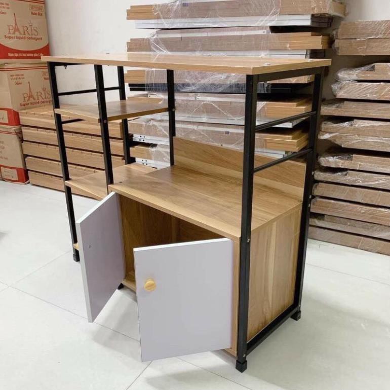 Kệ lò vi sóng nhiều ngăn 4 tầng, có ngăn tủ , chất liệu gỗ cao cấp l Kệ lò vi sóng 4 tầng lắp ghép DORIS ACCESSORIES