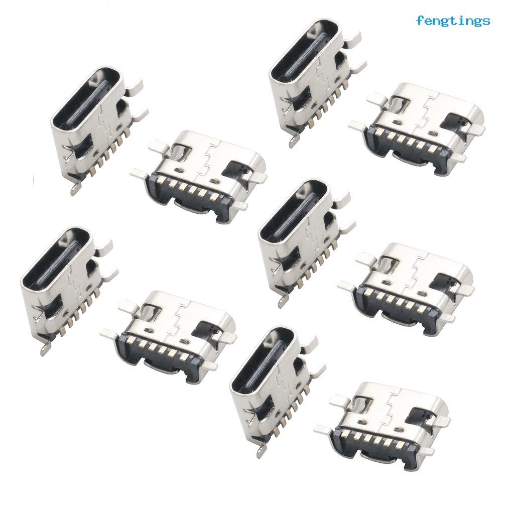 Set 10 Ổ Cắm Type-C 3.1 6pin SMT Bằng Thép Không Gỉ