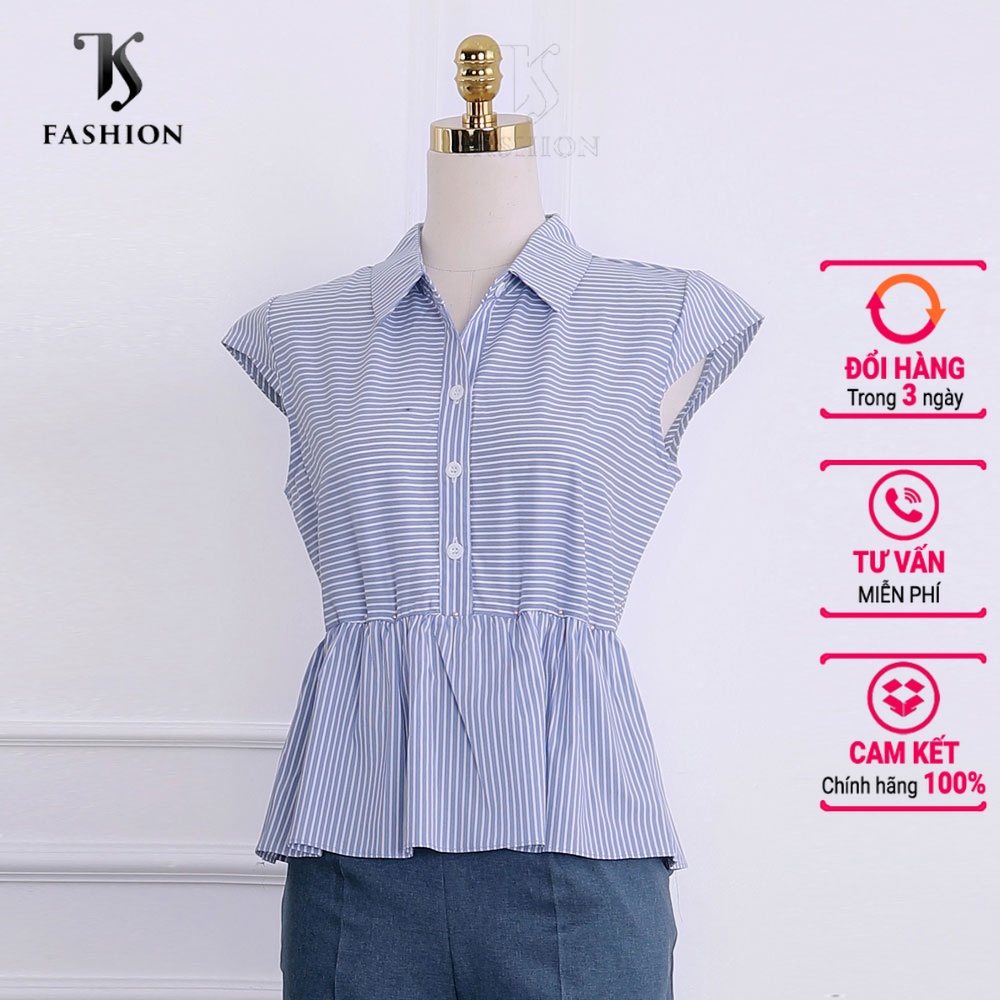 Áo sơ mi nữ tay bèo, chun eo nữ tính, vạt xòe, cổ nam châm, hàng thiết kế cao cấp TK Fashion - SMK764