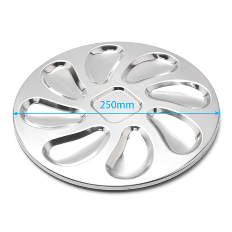 Bộ 4 Đĩa Đựng Thức Ăn Bằng Thép Không Gỉ Hình Vỏ Sò 8 Ngăn Cho Oyster