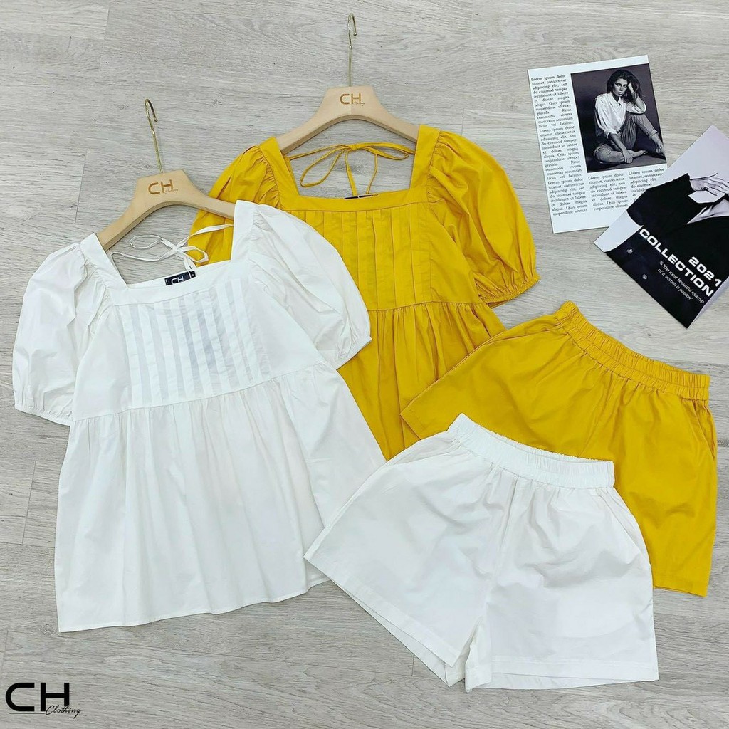 Set đồ nữ cá tính, set quần sóc áo quây đi chơi sang chảnh mùa hè đẹp 8A00207 | BigBuy360 - bigbuy360.vn