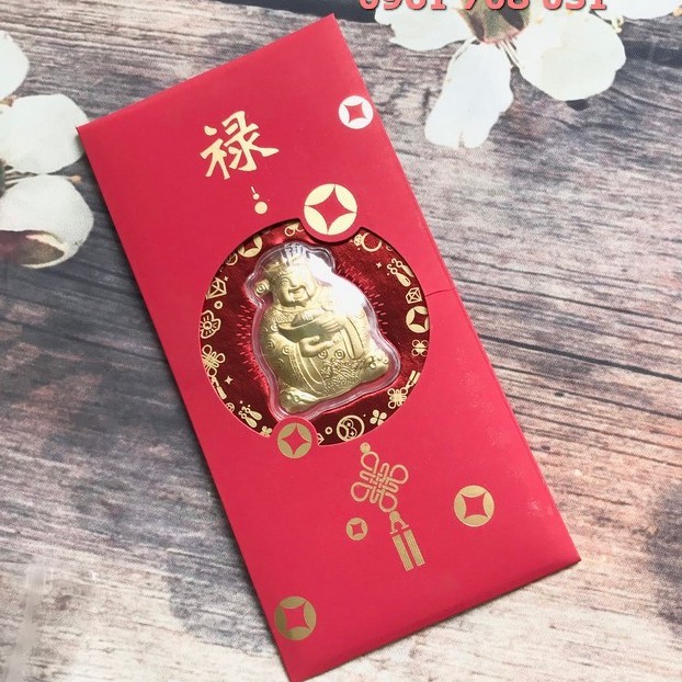 Bao lì xì Thần Tài Lồng Đèn, hình ông thần tài ở giữa, được chạm trổ tinh xảo - SP005084
