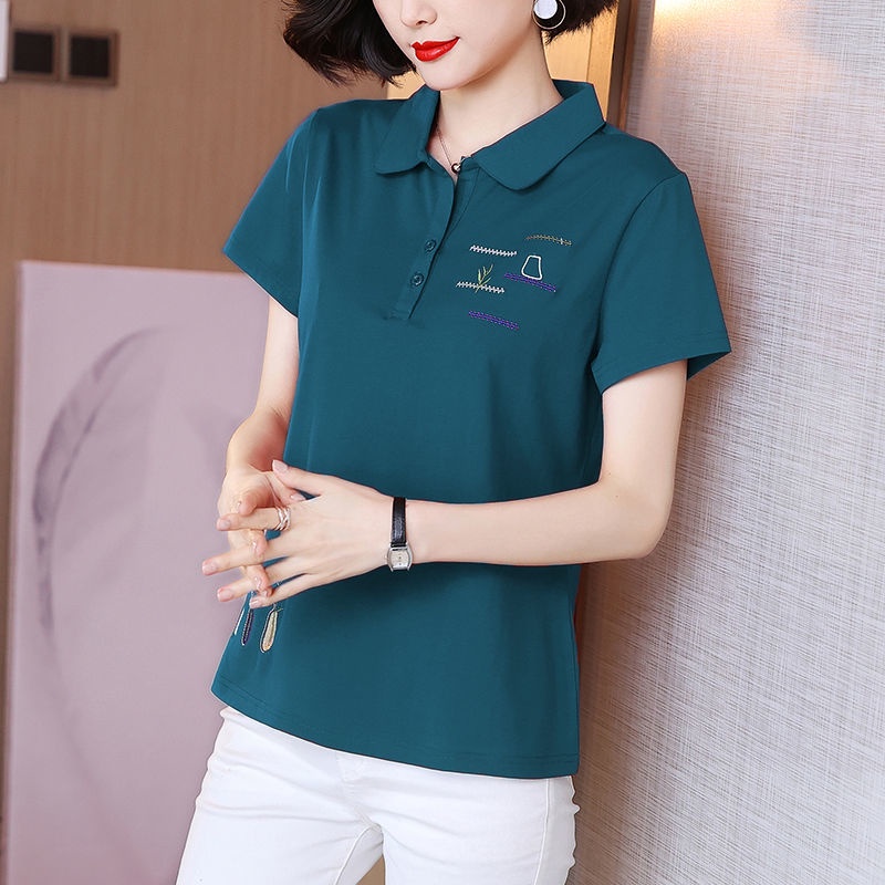 Áo polo Tay Ngắn Có Cổ Thời Trang Dành Cho Nữ Trung Niên