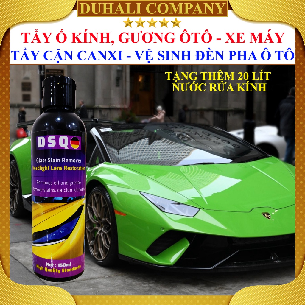 Tẩy Ố Kính  ô tô - Tẩy Cặn Canxi Làm Sạch Kính Xe Bị Ố Mốc, Mờ Đục - Giúp Tăng Tầm Nhìn, An Toàn Tài Xế - Dsq - Duhali
