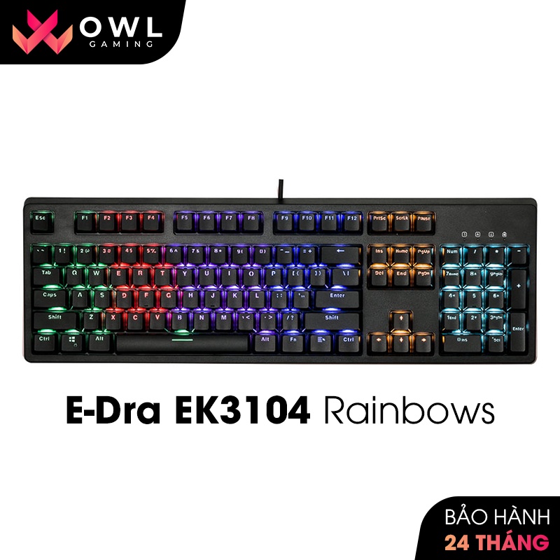 Bàn phím cơ E-Dra EK3104 Rainbows, EK3104 RGB (Huano switch Bản 2021) - Bảo hành 24 tháng