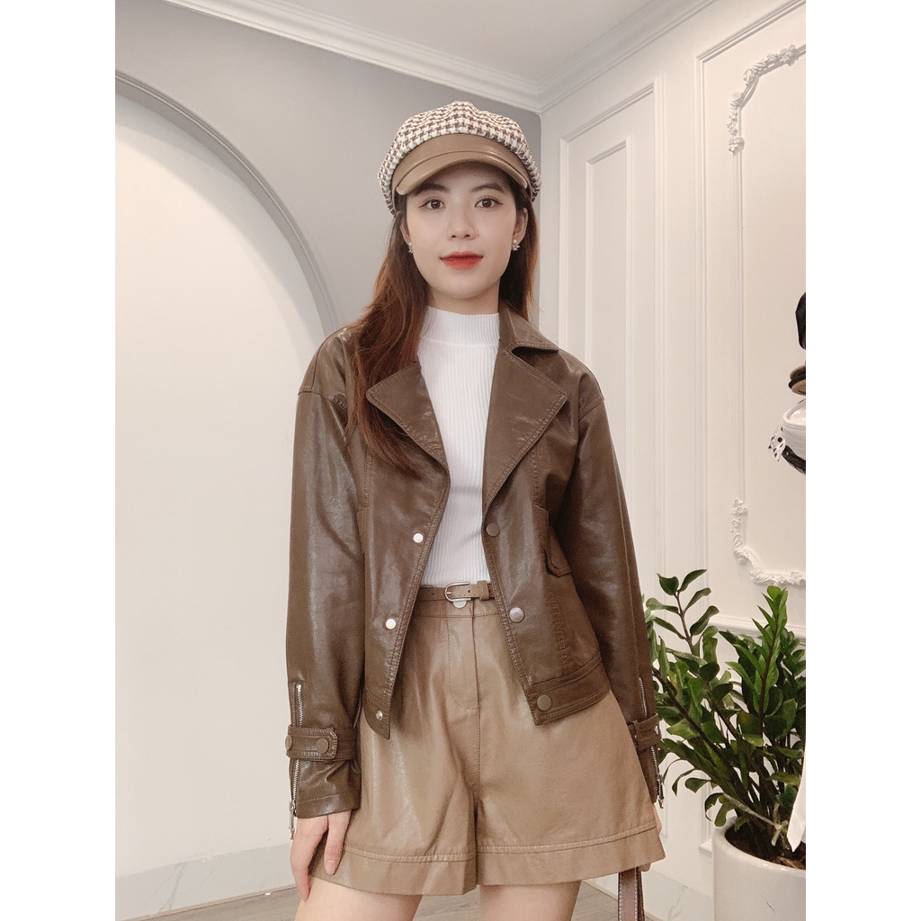 Áo Khoác Da Cổ Vest Cúc Bấm 9906 Thời Trang Min House
